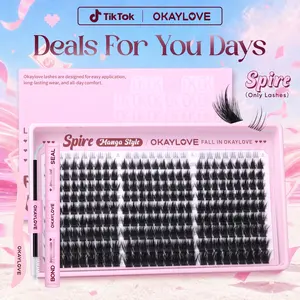 OKAYLOVE Spire Manga Style Lash CLusters Kit | Okaylovelashes Soft Spiky Anime Lashes with Waterproof Long-lasting Lash Bond and Seal and Tweezers for DIY Eyelash at Home Easily, Includes Top & Bottom Lashes  Gift for Every Lash Girl DealsForYouDays