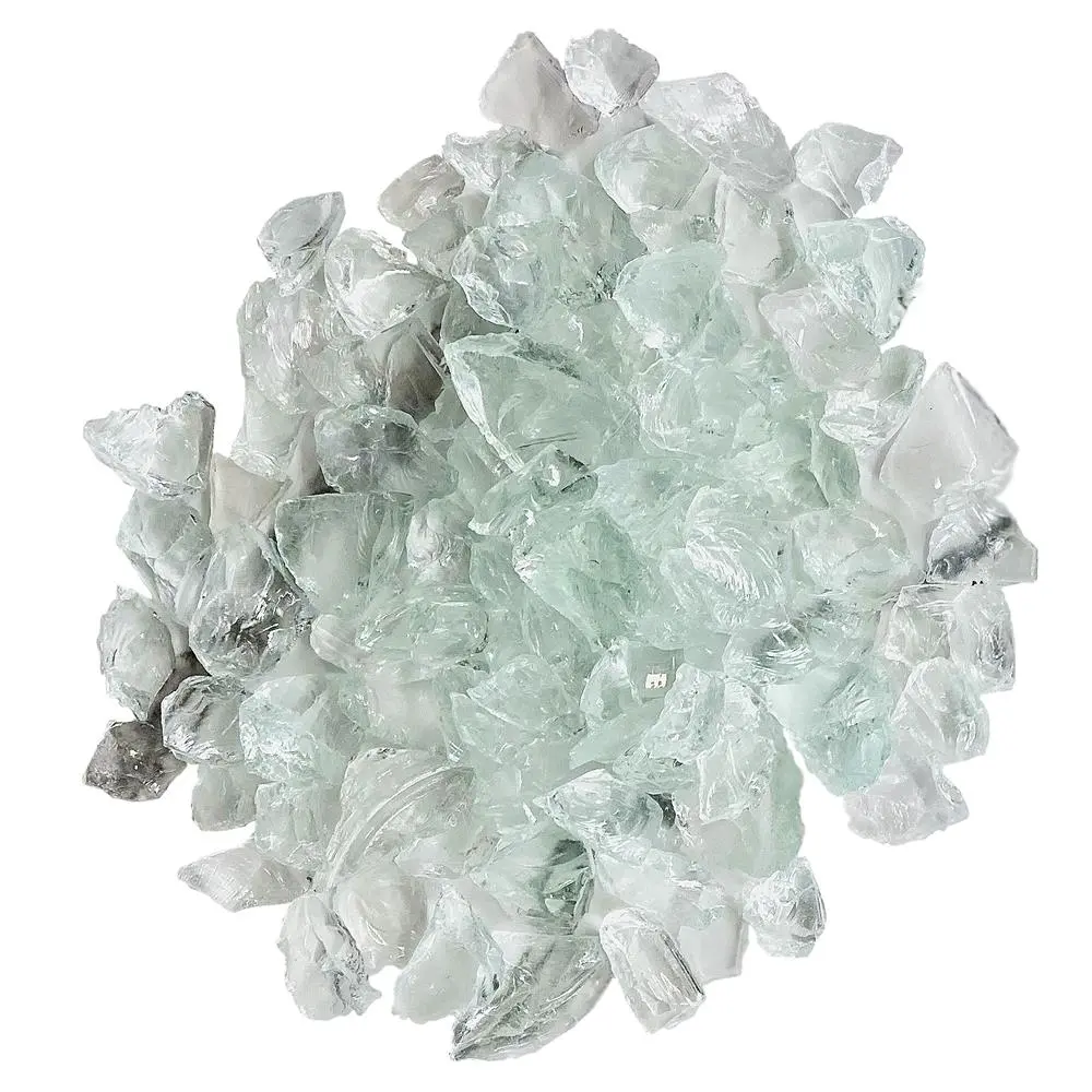 Replacement Glass Rocks for Gas Fire Pits & Fireplaces | Heat Proof Decorative Landscaping Glass Stones for Indoor & Outdoor Fire Pit Use - Irregular 0.4"–1.97" Glass Rocks