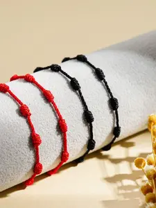 2 Pieces String Handmade Bracelets, Adjustable Kabbalah Knot String Bracelet, Amulet for Protection, Evil Eye, Good Luck