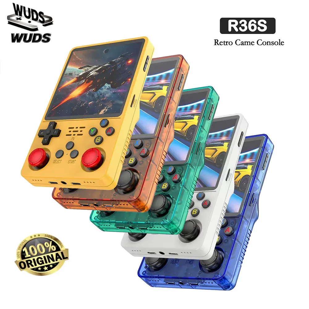 WUDS R36S Retro Handheld Game Console 3.5 inch Screen，Portable Handheld Gaming Device Arkos system  Rechargeable Battery, Ready to Play