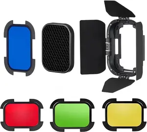 Godox BD-07 II Barndoor with Detachable Honeycomb Grid and 4 Color Filters Compatible for AD200 Pro II AD200ProII AD200ProII Camera Flash(Upgraded Version of Godox BD-07)