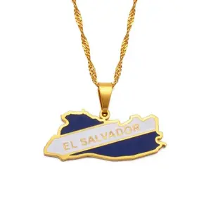 El Salvador Map and Flag Necklace