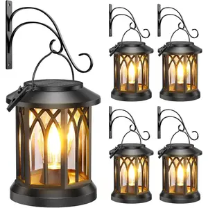 Solar Lanterns Outdoor Waterproof 4 Pack, Upgraded Solar Lantern Outdoor Lights with Wall Mount Kit, Hanging Solar Lights for Outside Decorative Patio Yard Path Porch Garden Decor