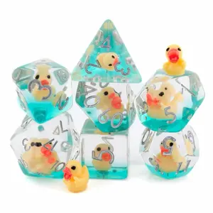 7-Piece Adorable Rubber Duck Resin DnD Polyhedral Dice Set, Bird-Themed RPG Dice, High-Quality Resin for Dungeons & Dragons, Pathfinder
