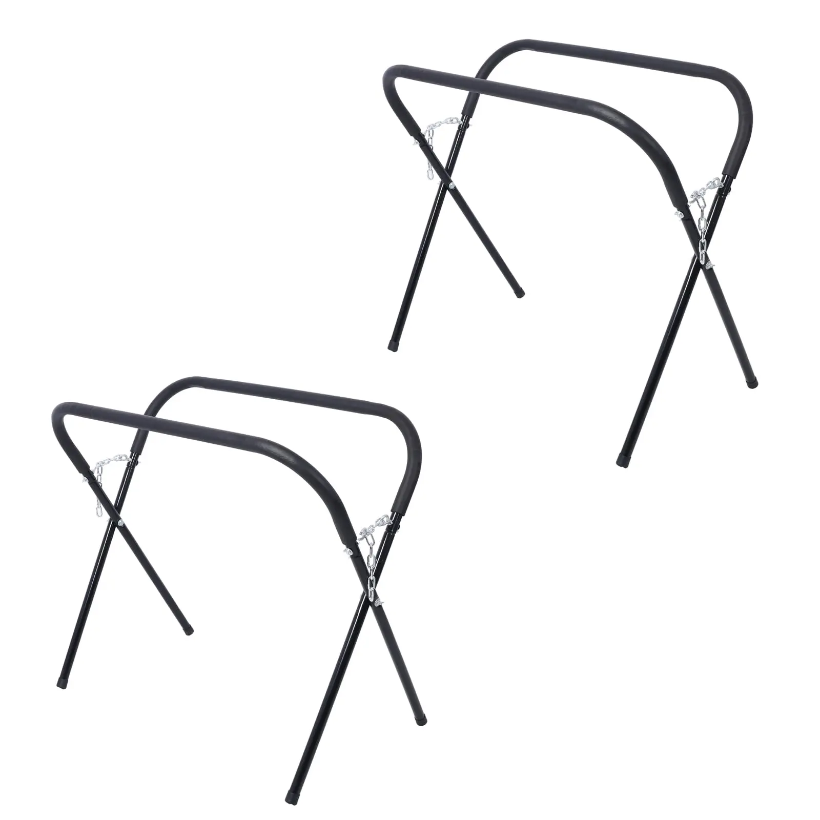 Sturdy 750 lbs Metal Work Stand 2-Pack - Portable Foldable Indoor/Outdoor Workbench, Adjustable Padded Durable Tubular Steel, for Automotive Bumpers, Fenders, Garages & Repair Shops, 750 Pounds