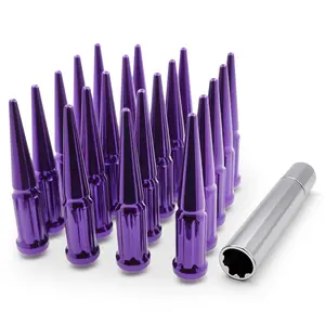 EZACCESSORY 12x1.5 Purple Spline Spike Lug Nuts Bulge Acorn with Key