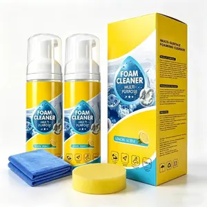2Pcs/1Pcs Multi-Enzyme Foam Spray Cleaner, Car Interior Foam Cleaner Kit 150ML with Sponge & Wipe – All-Purpose Cleaning & Polishing Spray for Leather Seats, Dashboard, and Windows - 4-in-1 Heavy Duty Deep Cleaning