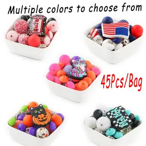 Silicone Beads Kit, 45pcs/set DIY Beads Kit for Bracelet & Necklace & Keychain, DIY Beading Accessories, DIY Jewelry Making Supplies for Women & Teenager