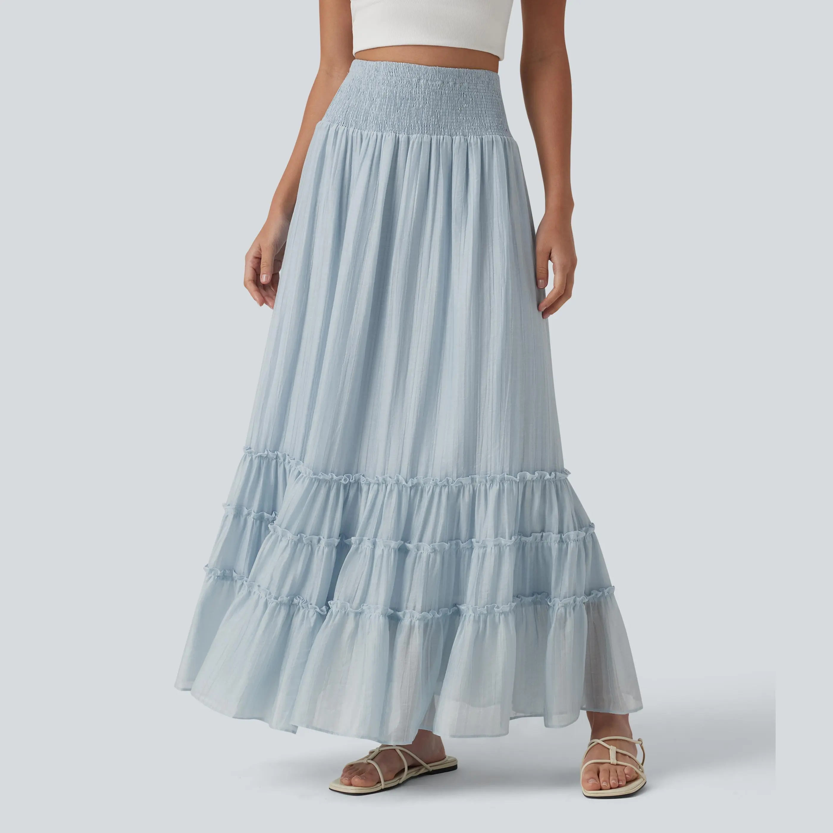 Halara High Waisted Flowy Tiered Maxi Resort Skirt