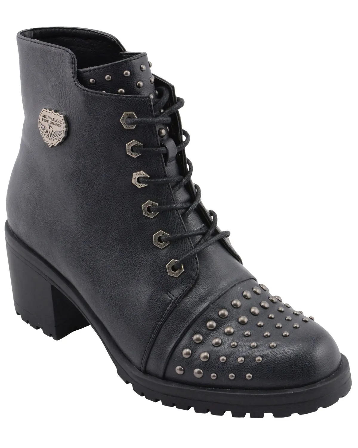 Milwaukee Leather Women's Women'S Studded Rocker Boot Round Toe - Mbl9426