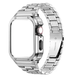 Rugged 316L Stainless Steel Case with Band for Apple Watch 49mm 46mm 45mm 44 mm- Metal Protective Bumper Cover for iWatch Ultra 3 2 1 & Series 11 10 9 8 7 6 5 4 SE