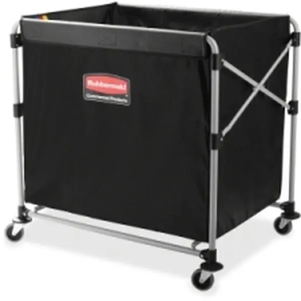 Rubbermaid 8-Bushel Collapsible X-Cart Trolley for Home Improvement & Building Supplies, Large Metal Powder-Coated Frame, 220 lbs Capacity, Swivel Quiet Casters, Wheels, Bulk Loads Compatible, Bumper Guards, Color-Coded Ribbons, Detachable Bag