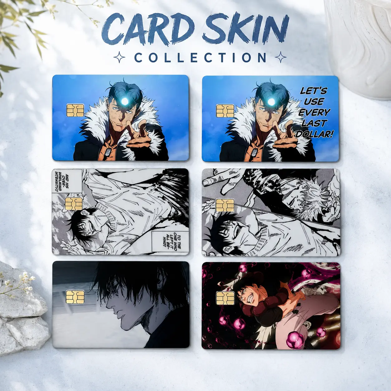 Jujutsu Kaisen Aoi Todo & Toji Card Skin Collection, Anime Manga Credit Debit Card Sticker, JJK Character Vinyl Card Cover for Fans