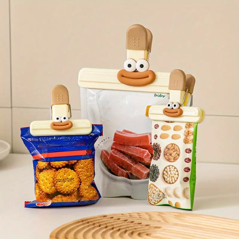 3 cute cartoon snack clips, multi-functional food sealing clips ...