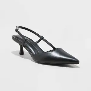 Women's Annette Slingback Heels - A New Day Black 7
