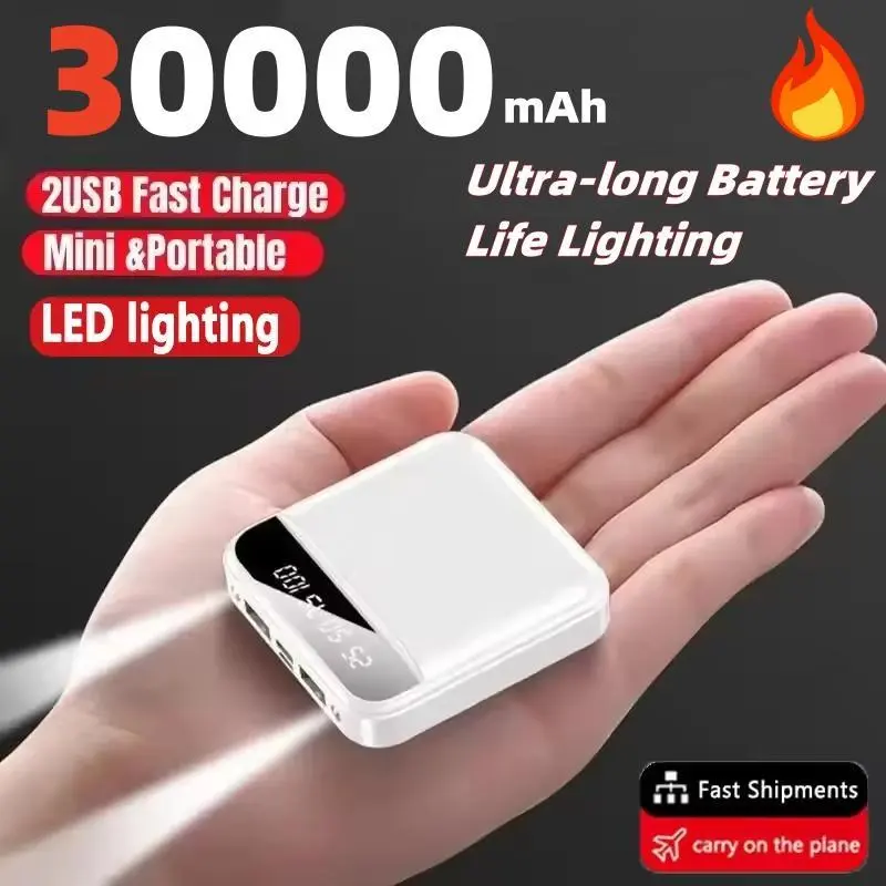 Mini 30000mAh Power Bank Ultra-long Battery Life Lighting Fast Charge Large Capacity Portable Outdoor Flashlight Powerbank NEW