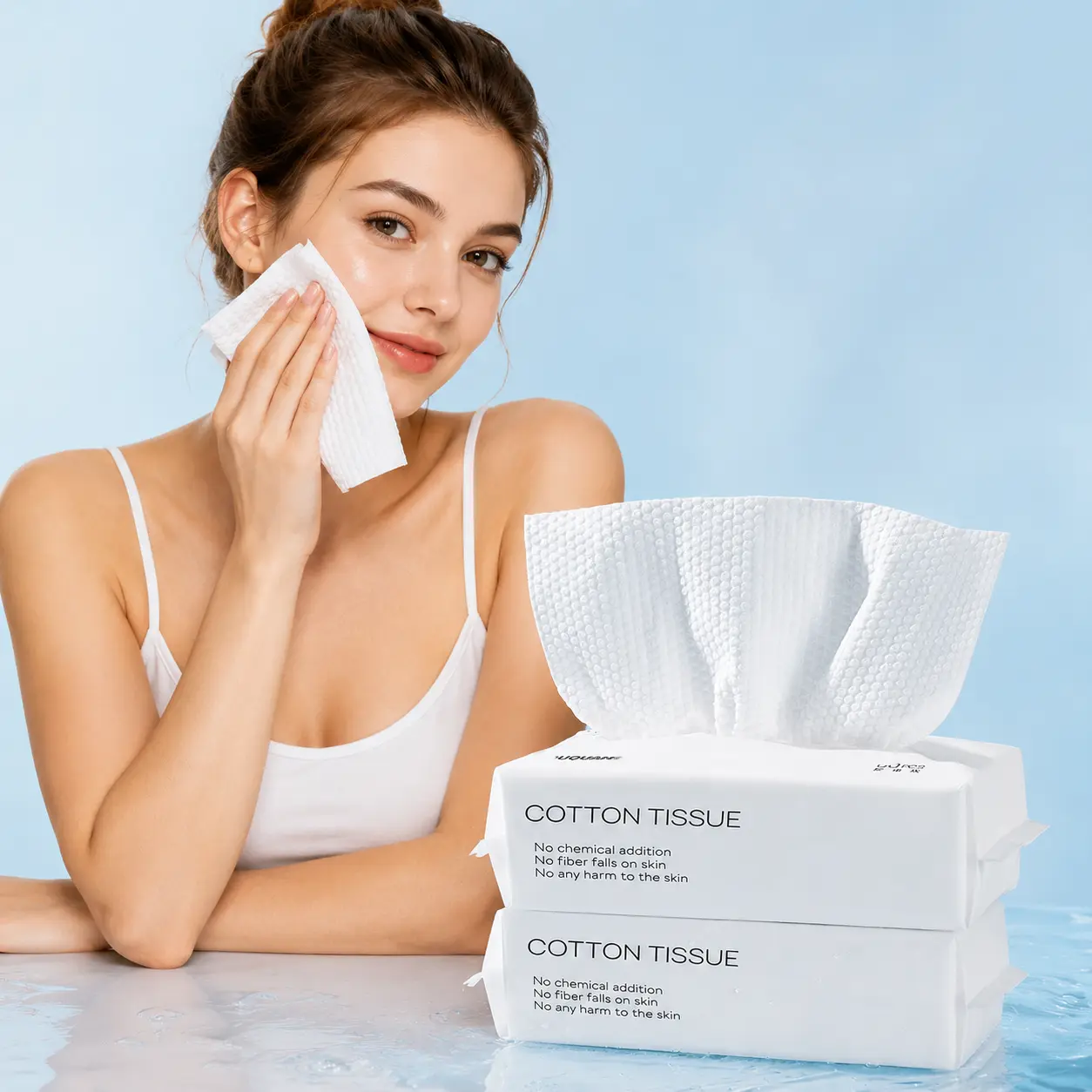 200 Count Face Towels, Disposable Face Towel, Makeup Remover Dry Wipes, Soft Cotton Dry Wipes, Facial Tissue for Cleansing, Skincare