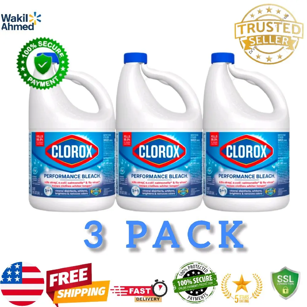 Clorox Performance Bleach 3 Pack 121 fl oz Each Concentrated Disinfectant Cleaning Household Cleaner