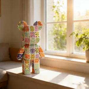 Colorful Bear 3D Puzzle Building Blocks Decoration, Bookshelf Home Office Cabinet Decor, Party Living Room TV Stand Display Gift