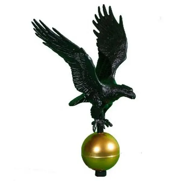 Montague Metal Products Eagle Flagpole Topper - Small 12-in Satin Black Cast Aluminum Home Decoration Ornament for Indoor, Outdoor Boating & Water Sports Use, Ornaments, Indoor Outdoor Decorative, Hand, Rust Free, Wing, Baked Finish, 12 In. High, 9.25 In.