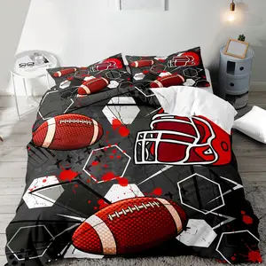 Football Pattern Bedding Set, Including 1 Count Duvet Cover & 1/2 Counts Pillowcase, Soft Comfortable Bedding Set for Home Bedroom