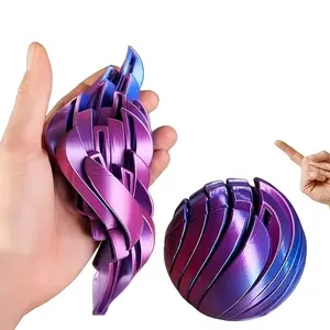 3D Printed Gear Sphere Fidget Ball - Hypnotic Slime Ball Spinner, Sensory Fidget, Stress & Anxiety Relief for Adults, Ideal for Office Home School Travel