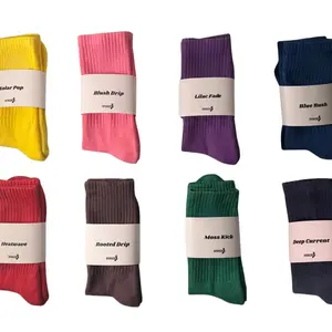 Hand-Dye Crew Socks - Unisex Handmade Colorful Aesthetic Socks for Everyday Wear Workouts Casual Outfit Tie-Dye Pattern Beige Plain Tropical