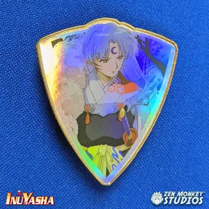 Zen Monkey Studios Inuyasha Sesshomaru Foil Shield Series Brooch Jewellery - Fashion Collar Clip Accessory, Accessories