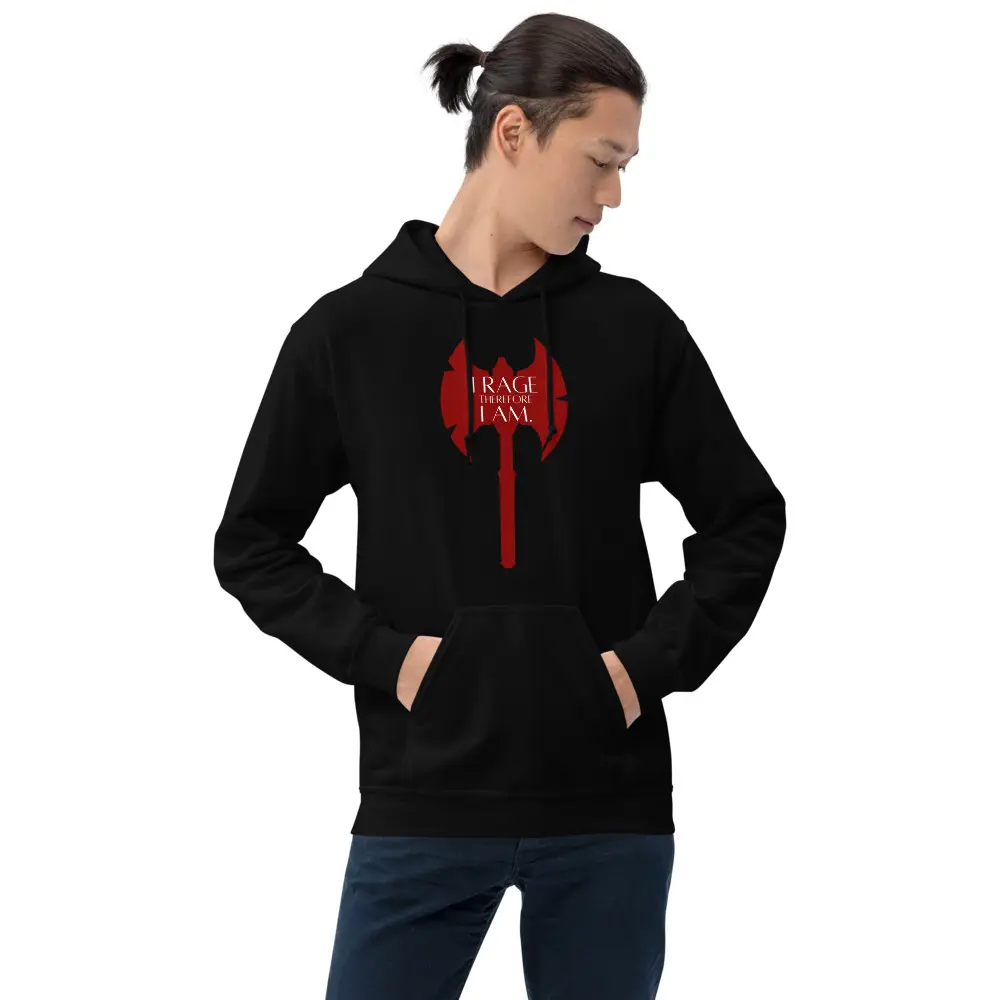 D&D Barbarian hoodie DnD  I Rage therefore I am - Barbarian Unisex Hoodie Athletic Fabric Soft  Pocket