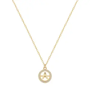 Rotnso Gold Initial Necklace for Women 14K Gold Plated Zirconia Round A-Z Letter Pendant Exquisite Design Adjustable 16.5" Chain with 2" Extender Sturdy Lobster Clasp Premium Materials Comfortable Wear Perfect Gift Idea