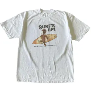 Curious George Surfs Up T-Shirt, Animal Tee, Cartoon Tshirt, Gifts Shirt, Unisex Graphic Tees Gothic Grunge Y2k Emo Scene Amity Affliction Style Clothes Men Women Streetwear Summer