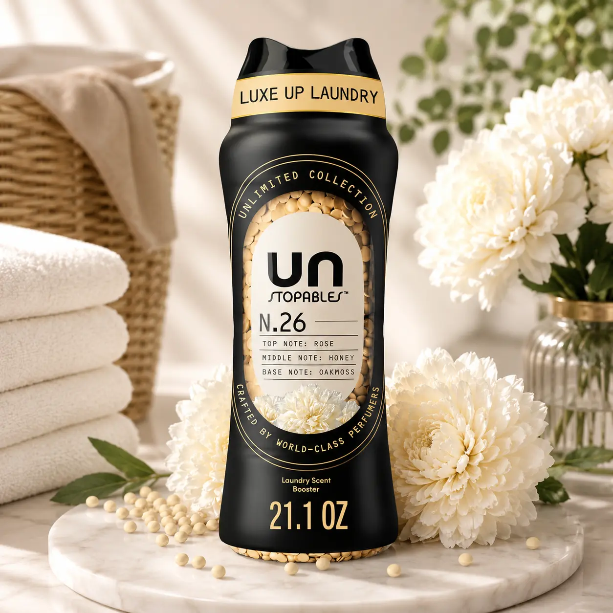 Downy Unstopables Unlimited Collection In Wash Laundry Scent Booster Beads, No. 26, Fine Fragrance, Long Lasting Fresh Scent Beads, 21.1 oz