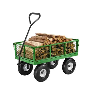 VEVOR Steel Garden Cart 680lb Capacity Heavy Duty Yard Wagon Utility Cart 10in Tires