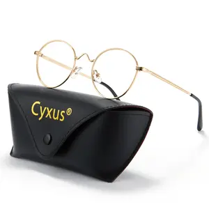Cyxus Round Blue Light Glasses for Men Women Wire Frame UV Blocking Computer Glasses Clear Lens Metal Ultralight Eyewear - 8702