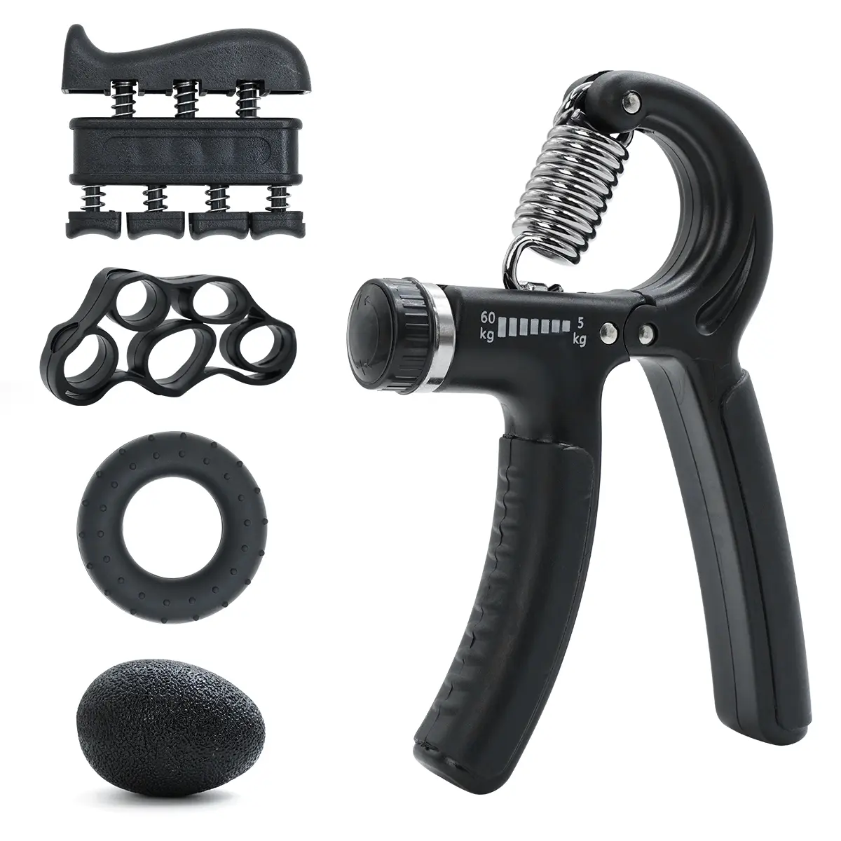 Hand Grip Strengthener Exercise Kit 5Pcs, Hand Exerciser for Men Women, Power Hand Grip Trainer, Finger Stretcher, Grip Ring, Stress Relief Ball, for Grip Strength Training