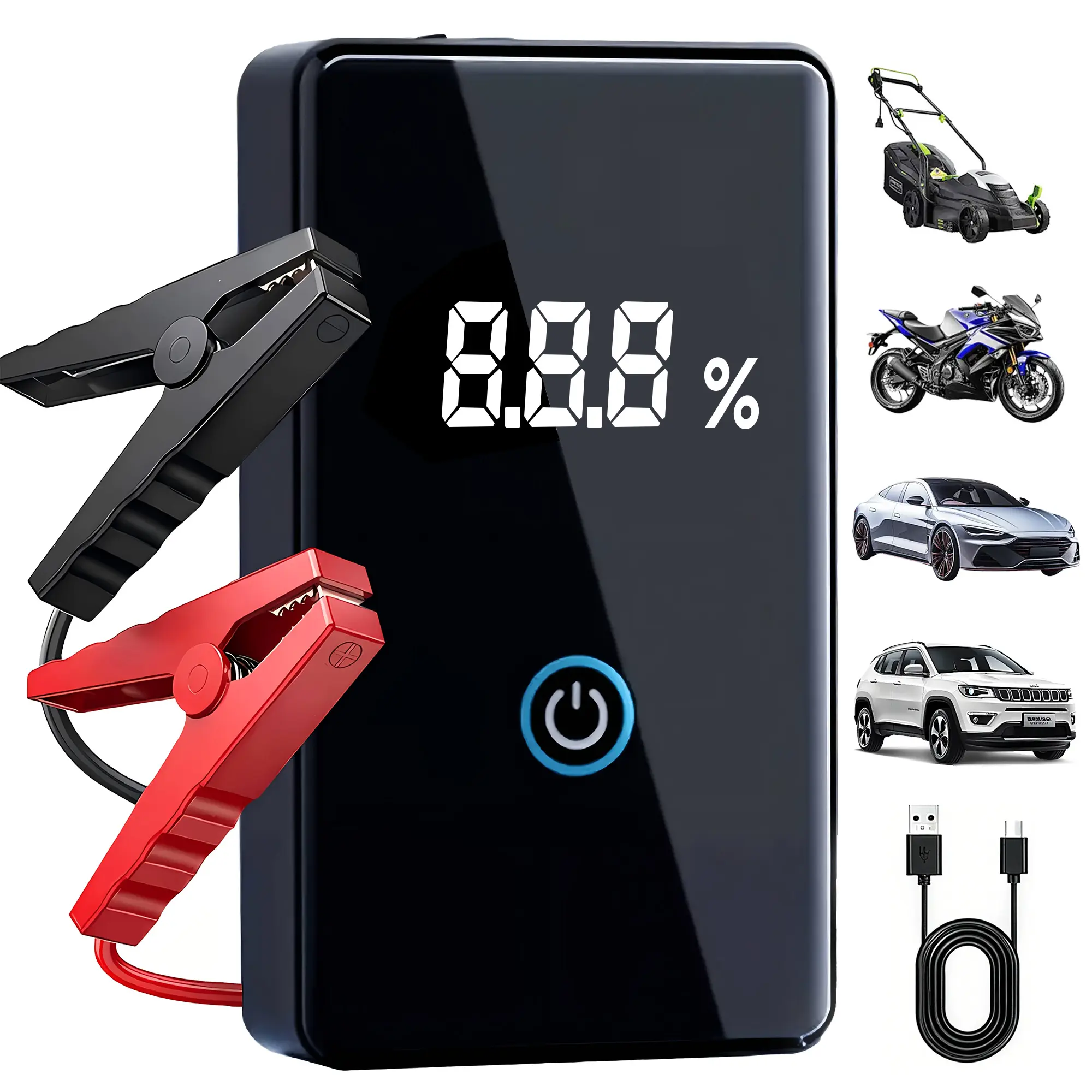 1500A Peak Portable Car Jump Starter (Up to 5.0L Gas/3.0L Diesel) - 12V Auto Battery Booster with Smart Jumper Cables, Wireless Power Bank, 3-in-1 LED Light, Lightweight Beginner-Friendly Roadside Emergency Kit #fathersdaygift