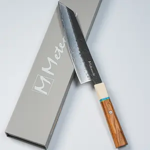 Premium Japanese Knife Collection, For Pro & Home Chefs, Gyuto/Santoku/Nakiri/Kiritsuke Options, Black Hand-Forged Blade Convex Precision Edge, Olive Wood & Ivory Resin Handle – Artisan & Collector Gift for Cooking Enthusiasts | Meteorite IceRaven