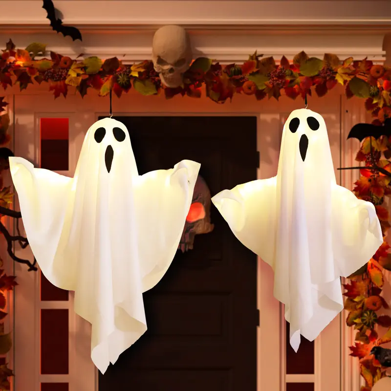 Halloween Ghost LED Lights Glowing Decorative Ornaments for Outdoor Hanging Gardens Courtyards Patios Lawns Party Home Decorations & Gifts