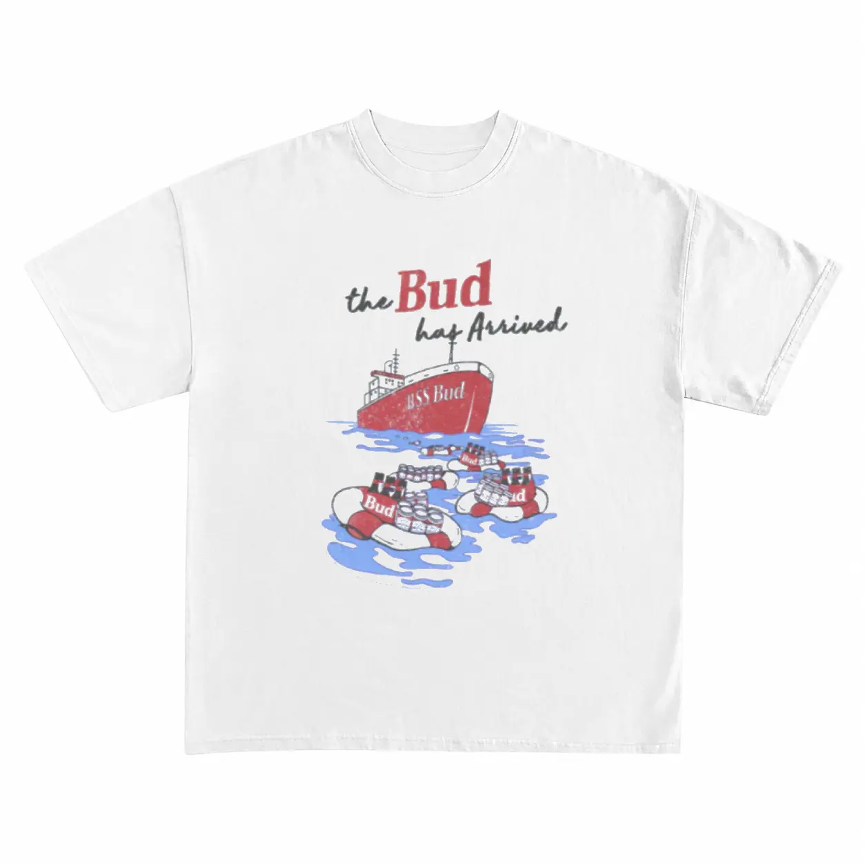 The Bud Has Arrived Vintage Beer Boat Graphic T-Shirt, Funny Beer Lover Tee, Bud Party Shirt, Summer Lake Trip Tee, Beer Cruise Graphic Tee, Casual Unisex Gift for Beer Fans Menswear & Underwear - Men's Tops - T-shirts - Men's Short-sleeve T-shirts
