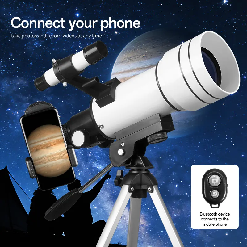 70400 Refractor Telescope with Phone Mount, Remote Control, Science Education Tool, Ideal Gift for Stargazing Sharing Moments, Perfect Gift