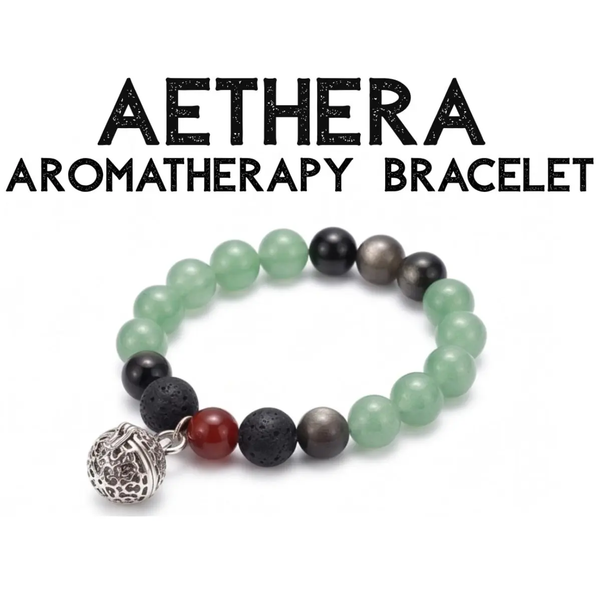 AETHERA Shareable Natural Stone Aromatherapy Bracelet Set - Changeable Aroma Locket, 3 Pomander Beads, Mindfulness Guide, Essential Oil Diffuser Jewelry, Enhance Mindfulness, Unisex Daily Wear Accessory