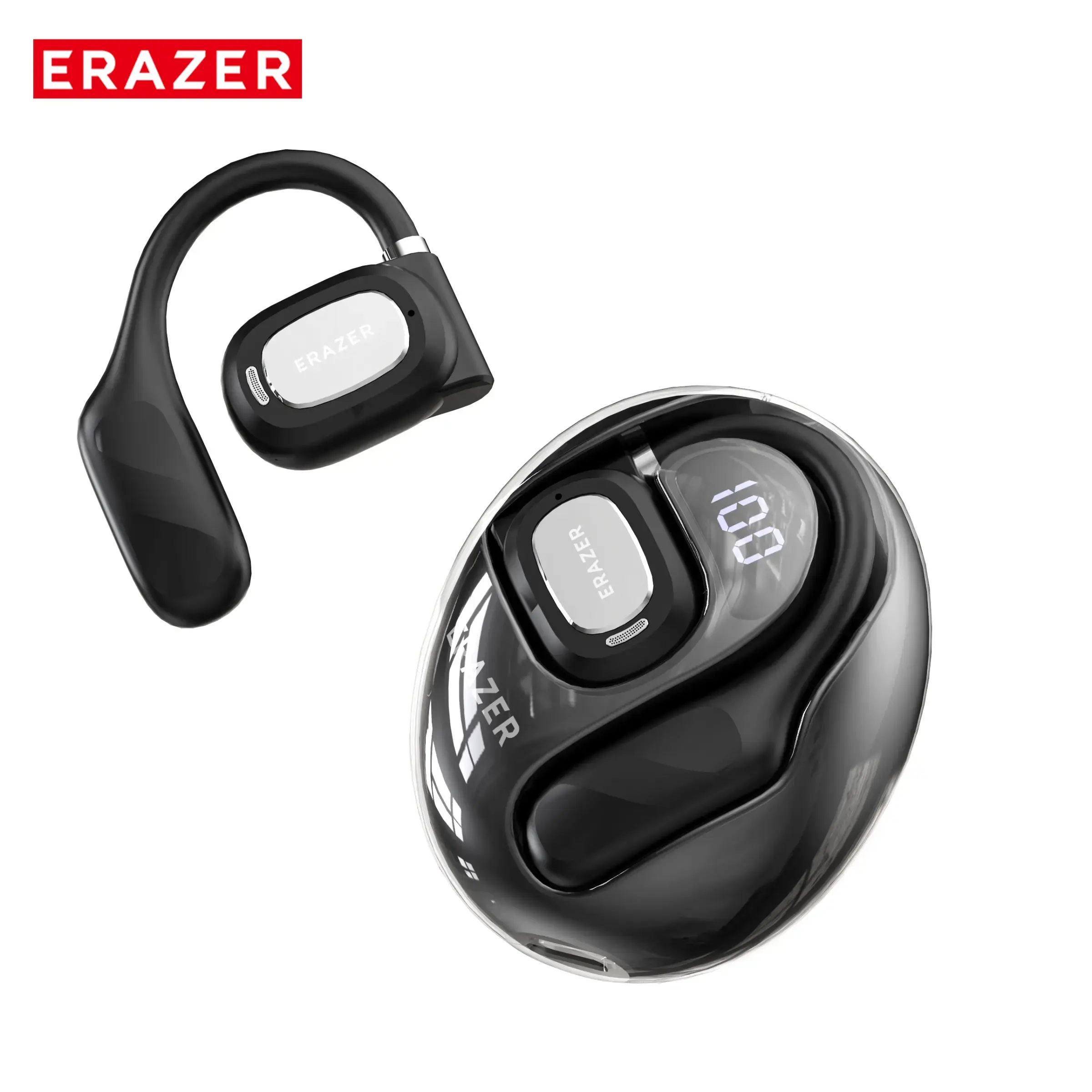 ERAZER XT80MAX Open Ear Electronic Audio Headset, Wireless Bluetooth 5.4 OWS Earbuds, HIFI Stereo Lightweight Sports Ear-Hook Earphones With Microphone