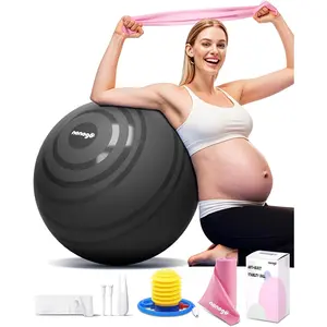 nonogo Birthing Ball for Pregnancy with Resistance Bands- Exercise Ball for Working Out, Yoga, Physical Therapy, Maternity Physio, Balance Stability Ball with Pump