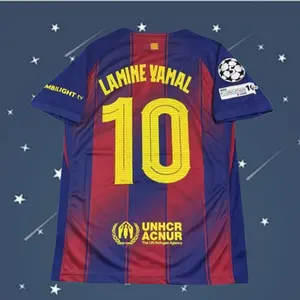 25 26 Home Red Blue 10# Yamal Short sleeve Soccer jersey