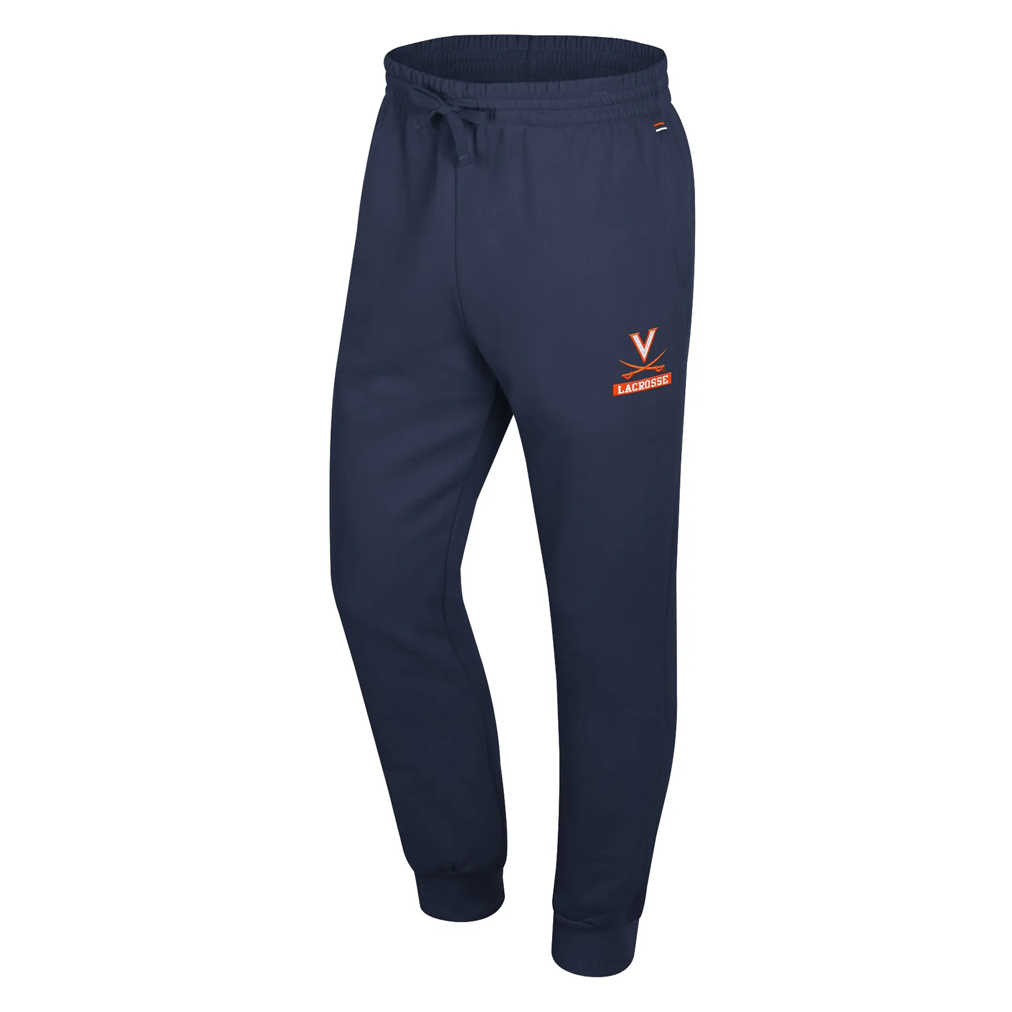 Virginia Adult Lacrosse Sweatpants, Drawstring Design, Cotton/Poly Fabric, Logo Embroidered Sports Bottoms, Rib, Embroidery Logo
