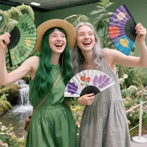 Joyclub Sublimation Fans Blank 13 Inch Large Clack Hand Fan Foldable Fans Blanks Bulk for Line Dancing Chinese Kung Fu Tai Chi 10 Pack