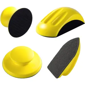 4PCS Hook and Loop Sanding Block Included 1 Cleaning Brush 5 Inch Round and Mouse Sanding Block Meant for Wood Furniture Restoration Home Arts and Crafts