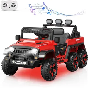 24V Power Wheels for Kids, Safety Truck, 6 Wheels, 4WD Switchable, Realistic Driving Experience