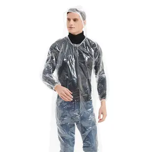 ProtectX 5 Pack Premium Disposable Rain Ponchos with Elastic Cuffs and Drawstring Hood Clear - Perfect for Rainy Days