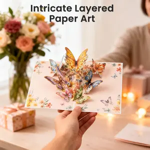 【Mother's Day gift】3D Pop-Up Flower & Butterfly Greeting Cards, Perfect for Birthday, Mother's Day, Thanksgiving - Heartfelt Message for Mom, Grandma, Wife, Aunt & Friends